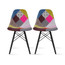 Set of 2, Upholstered Plastic Seat EIFFEL Wood Leg Base Sam Side Chair ANN