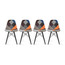 Set of 4, Upholstered Plastic Seat EIFFEL Wood Leg Base Sam Side Chair SAM