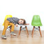 Set of 4 Kids Chair Toddler Size Plastic Dining Room or Craft Chair With Natural Wooden Legs