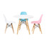 Set of 4 Kids Chair Toddler Size Plastic Dining Room or Craft Chair With Natural Wooden Legs