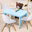 Set of 4 Kids Chair Toddler Size Plastic Dining Room or Craft Chair With Natural Wooden Legs