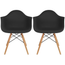 Set of 2 Modern Dining Side Chairs From Molded Plastic Armchair Shell with Natural Wooden Legs