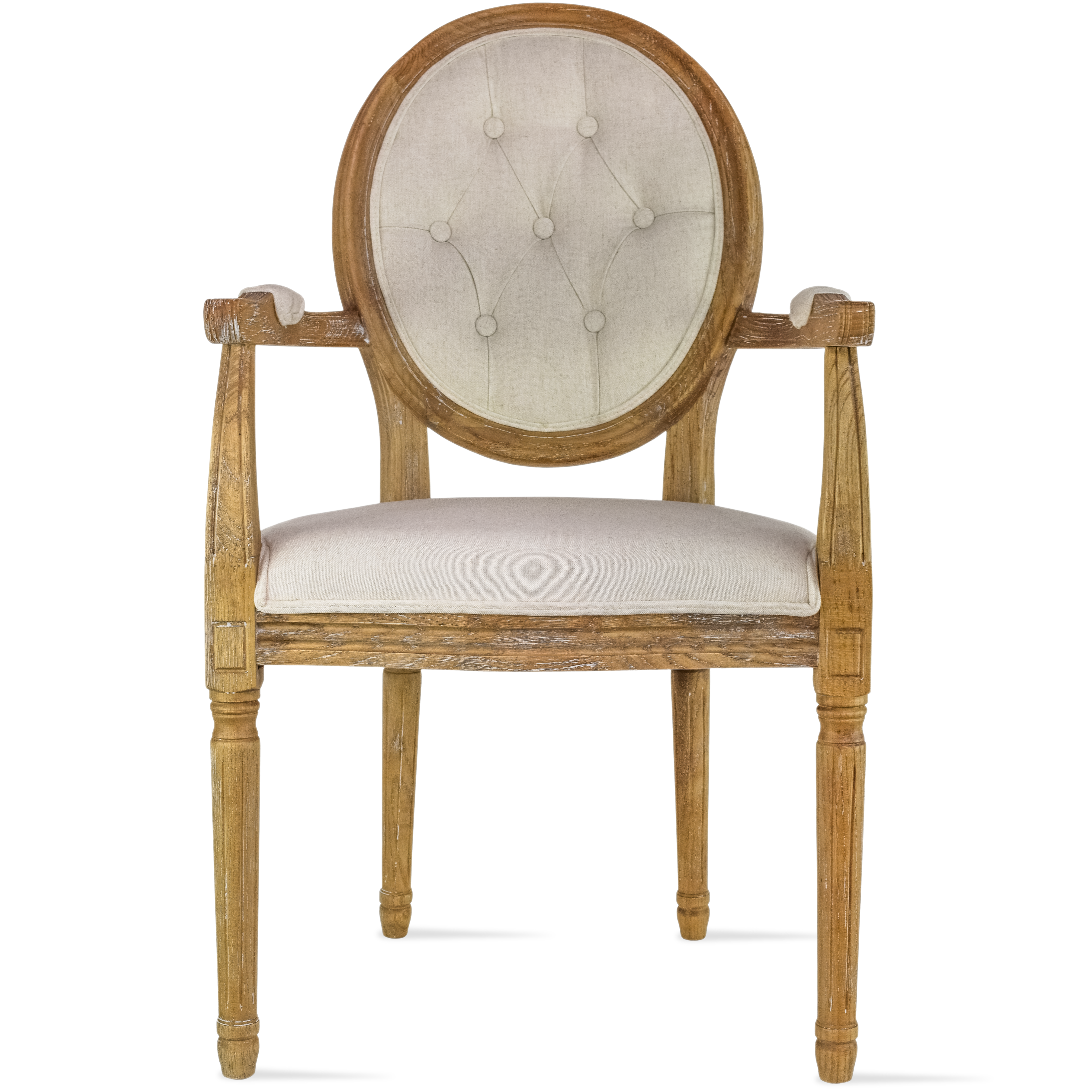 French Country Modern Elegant Cream Distressed Wood Round Seat Cushion Armchair Farmhouse 2xhome Modern And Contemporary Furniture