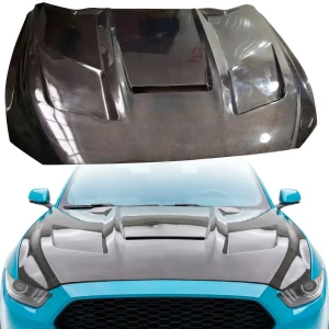 Carbon Fiber 3-Vent Hood > Ford Mustang 2015-2017 - image 1