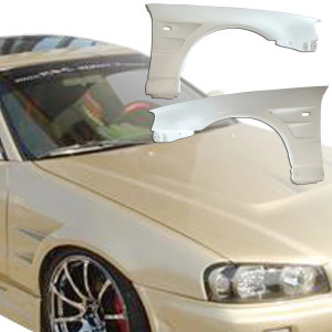 ModeloDrive FRP BSPO Wide Body 20mm Fenders (front) 2pc > Nissan Skyline (R34) GTR 1999-2004 - image 1