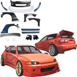 VSaero FRP TKYO Wide Body Kit w Wing 13pc > Honda Civic EG 1992-1995 > 3dr Hatchback - image 1