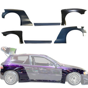 VSaero FRP TKYO Wide Body Fenders w Sides Kit for Honda Civic EG 1992-1995 > 3dr Hatchback - image 1 VSaero FRP TKYO Wide Body Fenders w Sides Kit for Honda Civic EG 1992-1995 > 3dr Hatchback - image 1