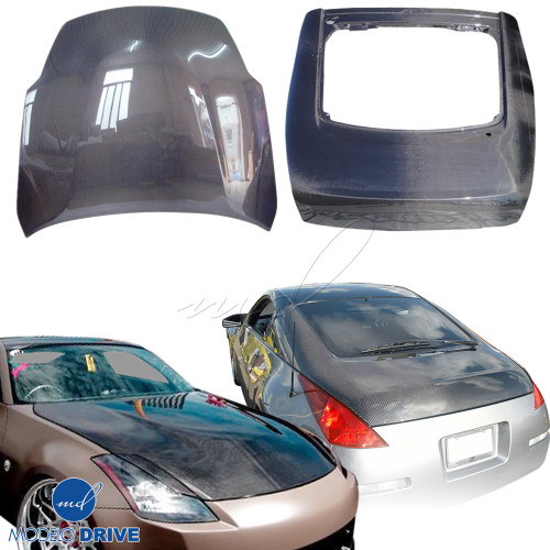 ModeloDrive Carbon Fiber OER HR Hood Hatch Combo > Nissan 350Z Z33 2007-2008 - image 1