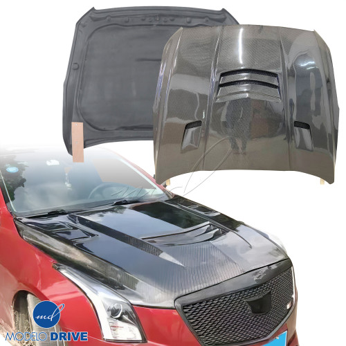 ModeloDrive Carbon Fiber ACON Vented Hood > Cadillac ATS 2012-2019 - image 1