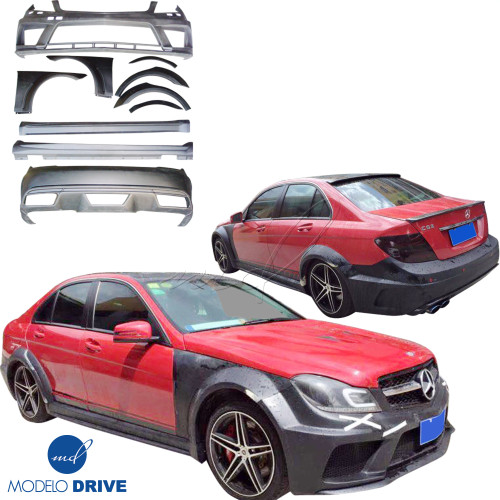 ModeloDrive FRP PDES BSER Wide Body Kit > Mercedes-Benz C-Class W204 2008-2011 > 4-Door Sedan - image 1