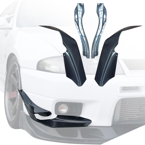 ModeloDrive Carbon Fiber BORD Front Bumper Canards 4pc > Nissan Skyline R33 GTR 1995-1998