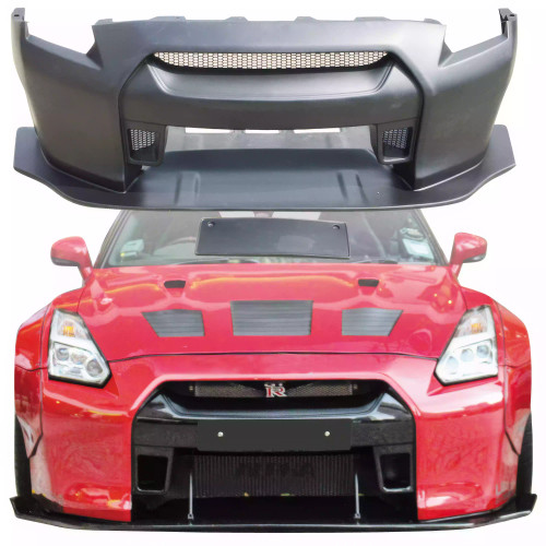 VSaero FRP LBPE v1 Wide Body Front Bumper w Lip > Nissan GT-R GTR R35 2009-2017 - image 1