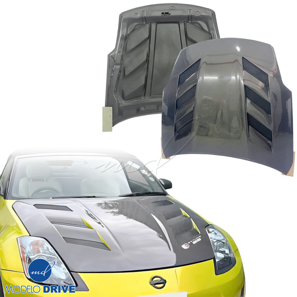 ModeloDrive Carbon Fiber AMU v1 Hood > Nissan 350Z Z33 2003-2006