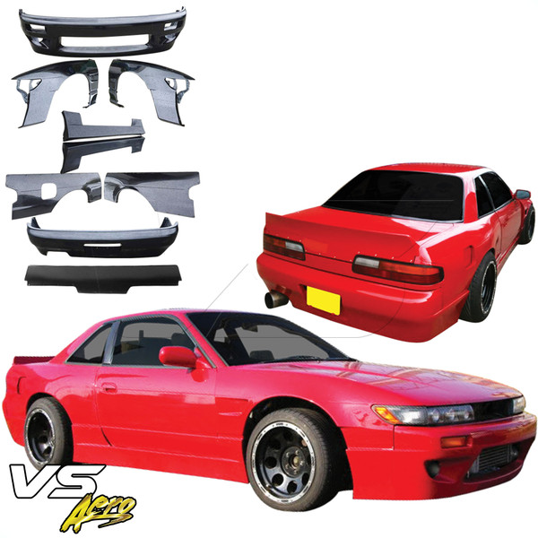 VSaero FRP TKYO v1 Wide Body Kit w Wing 10pc > Nissan Silvia S13 1989-1994 > 2dr Coupe - image 1