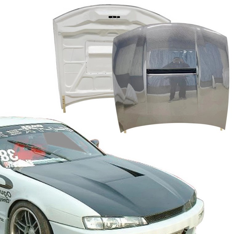 ModeloDrive Carbon Fiber MSPO Hood > Nissan 240SX (S14) 1997-1998 - image 1