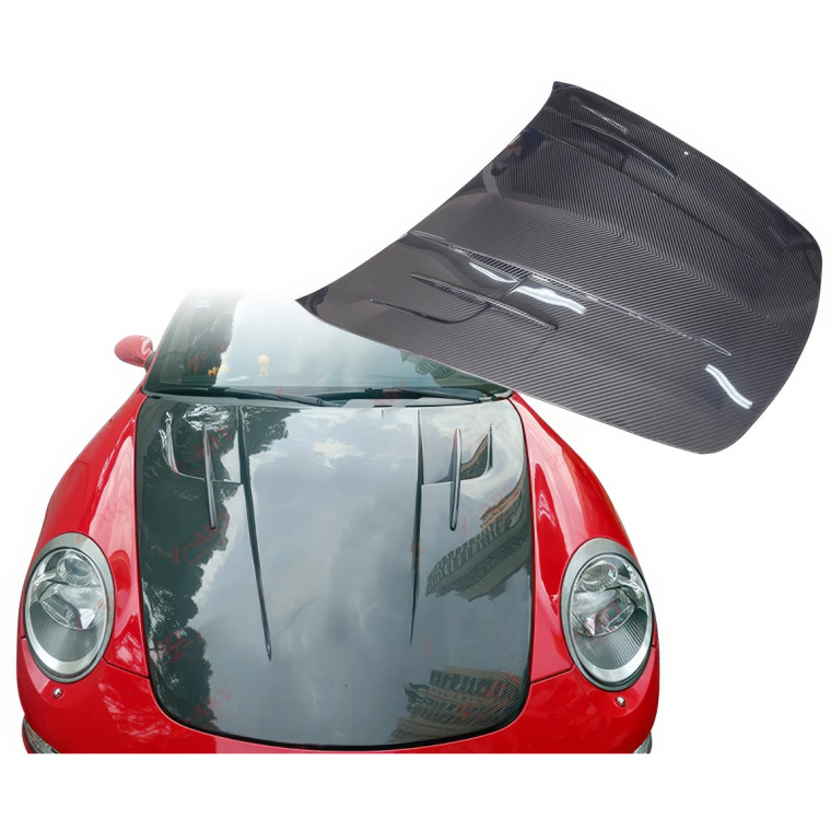 ModeloDrive Carbon Fiber MDES Hood Frunk (front) > Porsche Cayman (987) 2006-2012 - image 1