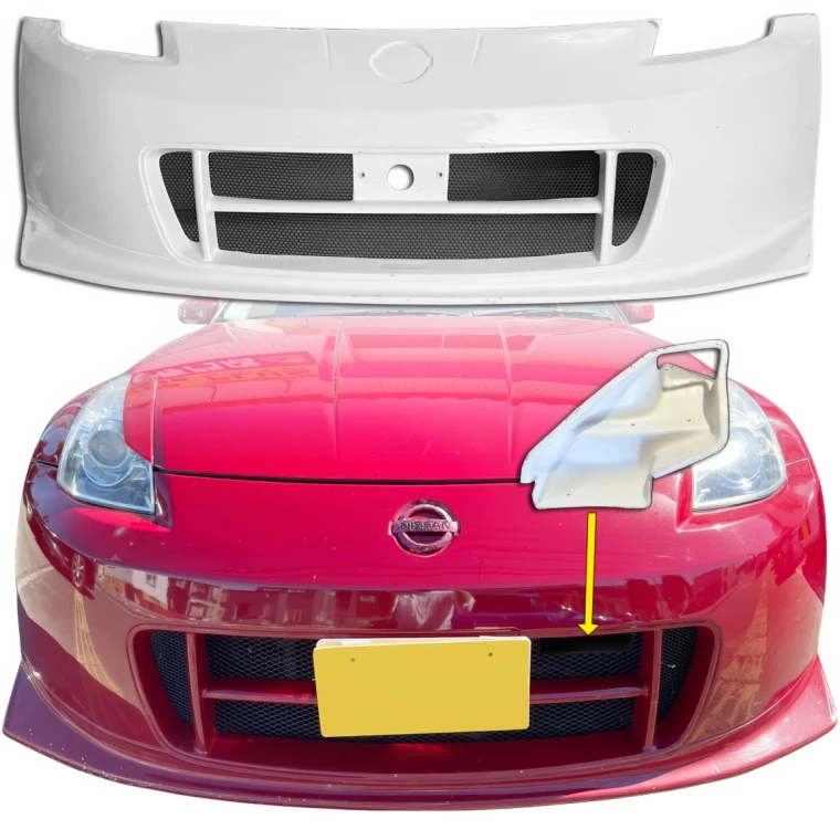 FRP NISM V2 Front Bumper w Duct 2pc > Nissan 350Z (Z33) 2003-2008 - image 1