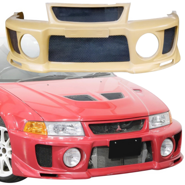 ModeloDrive FRP EVO5 Wide Body Front Bumper > Mitsubishi Evolution EVO5 EVO6 1998-2001 - image 1