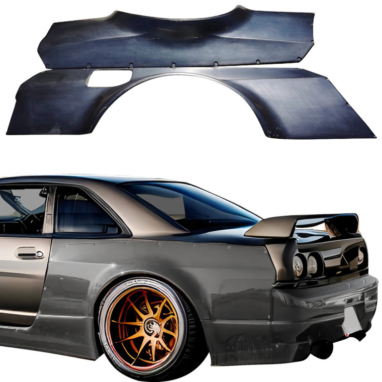VSaero FRP TKYO Wide Body Fenders (rear) 90mm for Nissan Skyline (R33) GTR 1995-1998 > 2dr Coupe - image 1