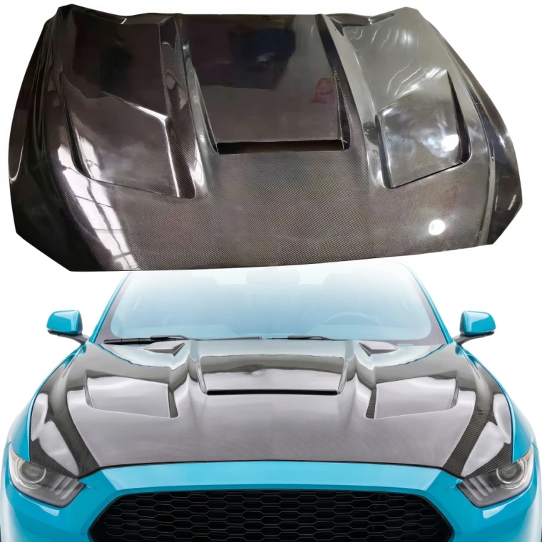 Carbon Fiber 3-Vent Hood > Ford Mustang 2015-2017 - image 1