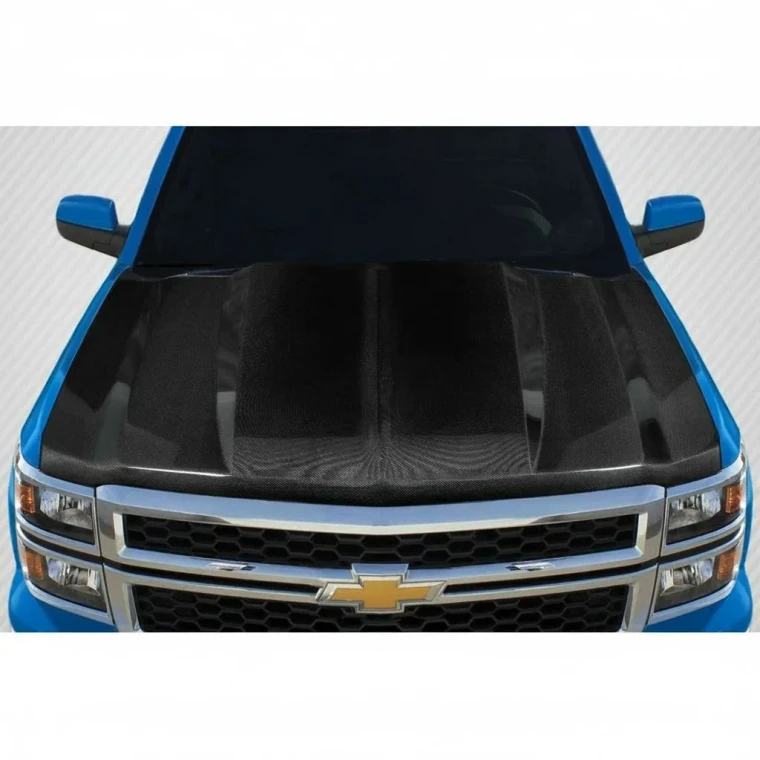 2014-2015 Chevrolet Silverado 2" Cowl Carbon Fiber Hood - image 1