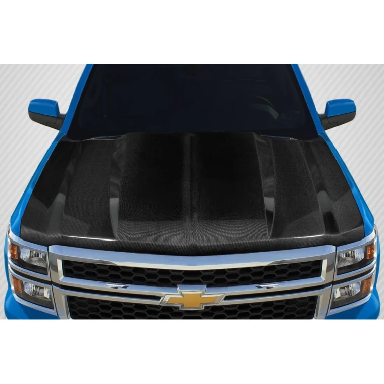 2014-2015 Chevrolet Silverado 2" Cowl Carbon Fiber Hood - image 1