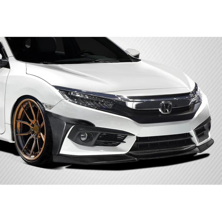 2016-2018 Honda Civic 2DR 4DR Yoka Front Lip Spoiler Air Dam - 3 Pieces - image 2