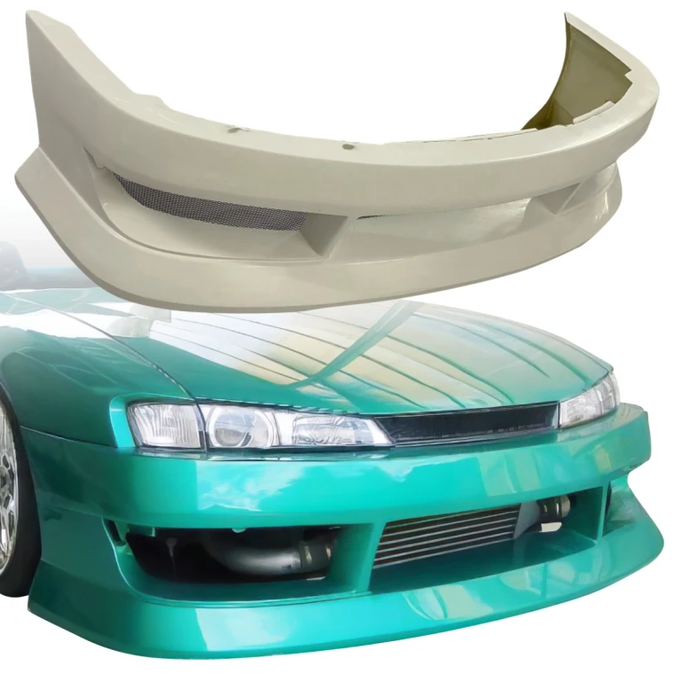 FRP BSPO Blister Wide Body Front Bumper > Nissan 240SX (S14) 1997-1998 - image 1