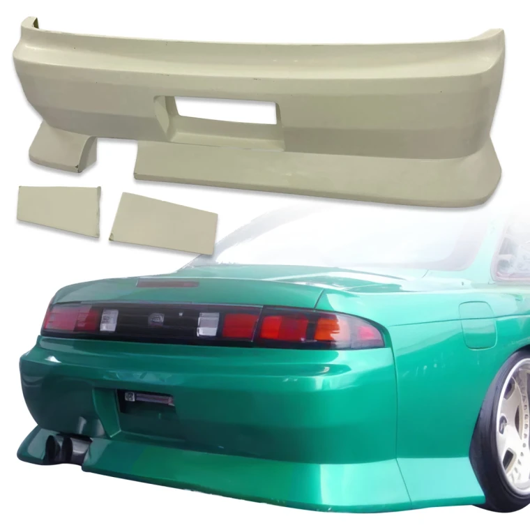 FRP BSPO Blister Wide Body Rear Bumper 3pc > Nissan 240SX (S14) 1997-1998 - image 1