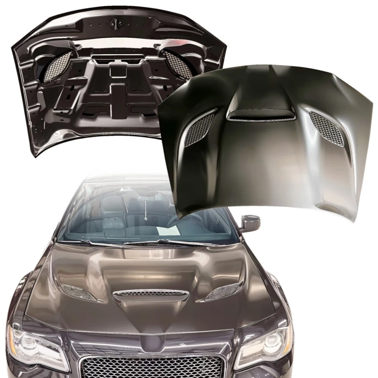 Steel SRT Hellcat 3-Scoop Hood > Chrysler 300C 2015-2023 - image 1