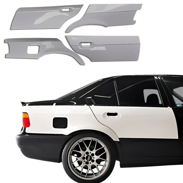 FRP FIT Wide Body Fender Flares (rear) > BMW 318i, 323i, 325i, 328i (E36) 1992-1998 > 4dr - image 1