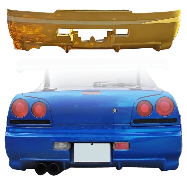 ModeloDrive FRP GTR Conversion Rear Bumper > Nissan Skyline (R34) GTT 1999-2004 > 4dr Sedan - image 1