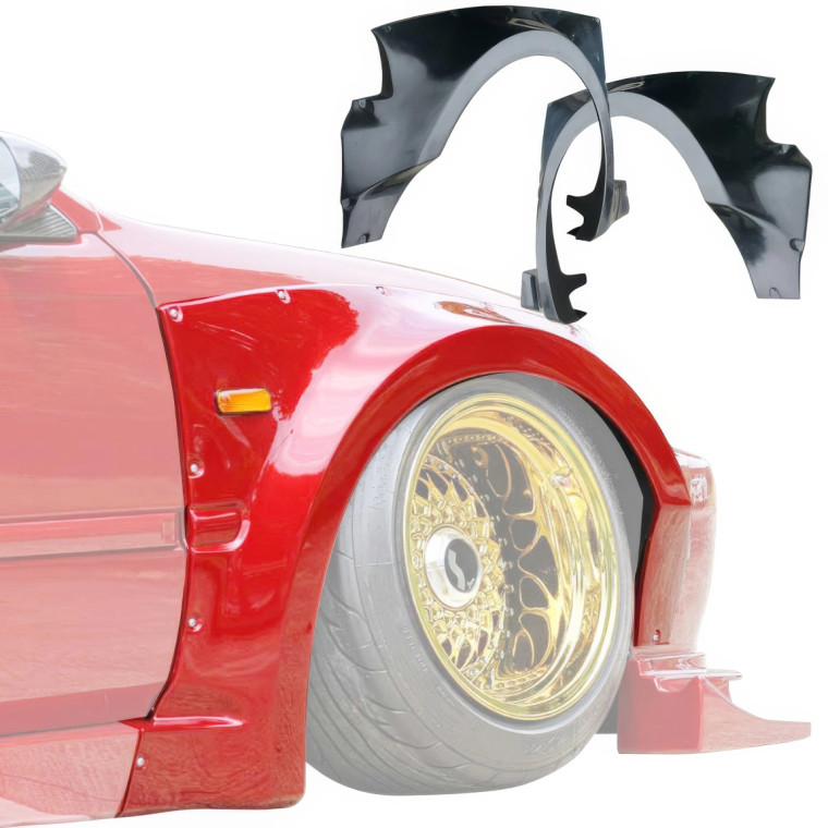 VSaero FRP MAM Wide Body Fender Flares (front) 2pc 60mm > Honda Civic EK 1999-2000 > 3dr Hatchback - image 1