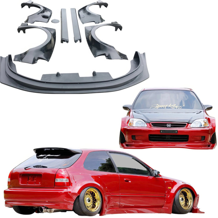 VSaero FRP MAM Wide Body Kit 8pc > Honda Civic EK 1999-2000 > 3dr Hatchback - image 1