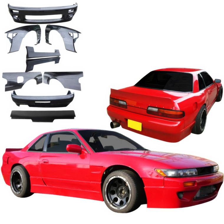VSaero FRP TKYO v1 Wide Body Kit w Wing 10pc > Nissan Silvia (S13) 1989-1994 > 2dr Coupe - image 1