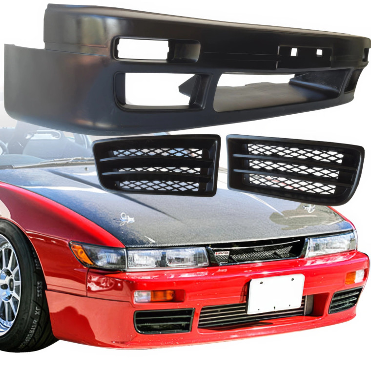 VSaero Urethane AERO Front Bumper w Grilles > Nissan Silvia (S13) 1989-1994 - image 1