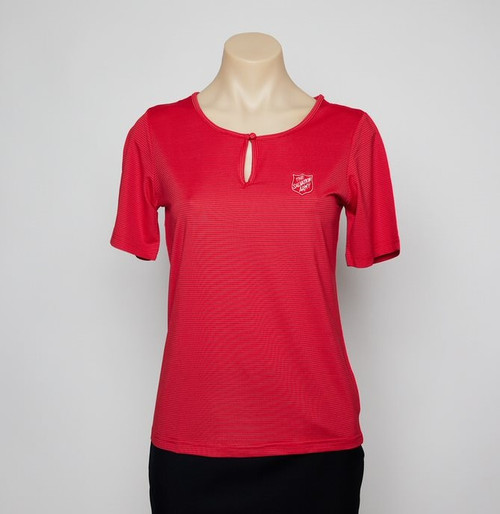 Ladies Red/Silver Blouse Short Sleeve