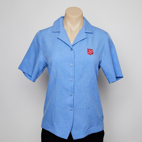 Ladies Chambray Overblouse Short Sleeve