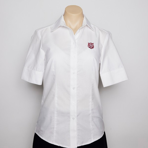 Ladies White Blouse Short Sleeve No Epaulettes