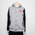 Ladies Varsity Jacket with Hood - Grey/Black/White