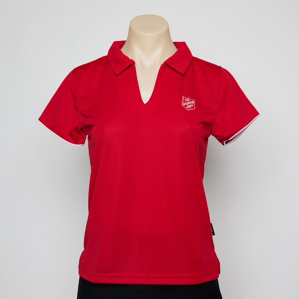 Ladies Red/White Polo Short Sleeve