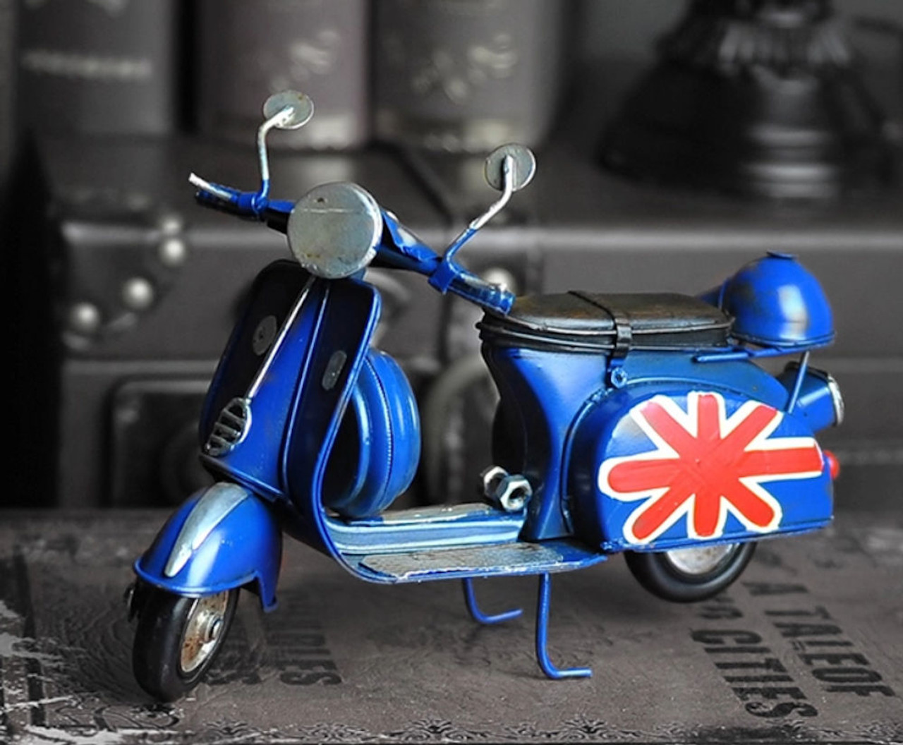 Blue scooter miniature, vintage, collectible, Italian style scooter, tin
