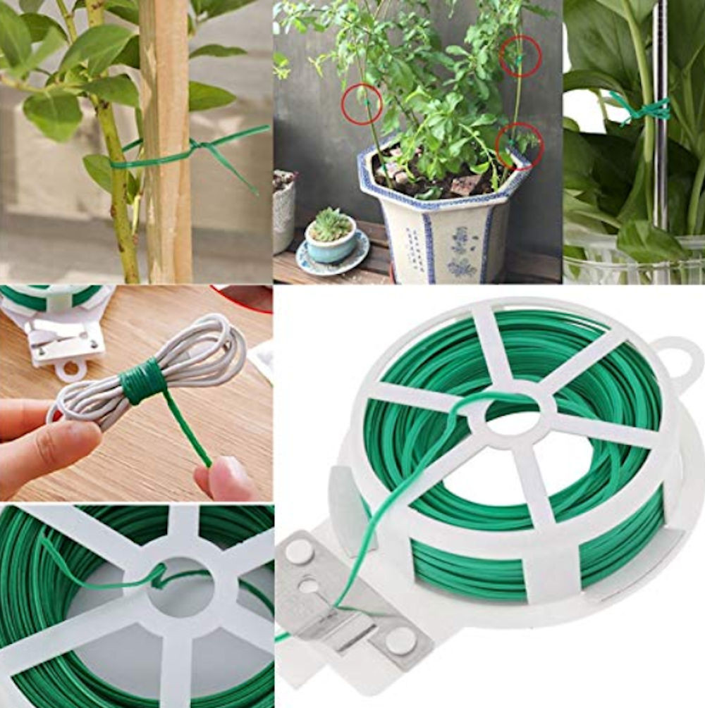 Green Plastic Twist Tie Spool with Cutter for Garden Orchid Supply Store