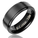 8mm - I Love You - Unisex or Men's Titanium Wedding Band. Black Ring with Engraved Text. Light Weight and Comfort Fit Guys Wedding Rings ✦ View All Store Items Seller Savings Direct