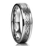 6mm - Silver And Black Women Or Men's Celtic Dragon Knot Tungsten Carbide Wedding Band Rings,Silver Celtic Dragon Knot Ring with Silver and Black Resin Inlay With Mens And Womens Sizes ✦ View All Store Items Seller Savings Direct