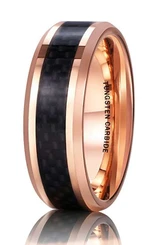 8mm - Unisex or Men's Tungsten Wedding Band. 18K Rose Gold Ring with Black Carbon Fiber Inlay ✦ View All Store Items Seller Savings Direct