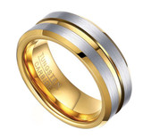 8mm - Guys Wedding Rings or Unisex - Silver Tungsten Carbide and Gold Plated Inlay Groove. ✦ View All Store Items Seller Savings Direct
