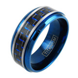 8mm - Unisex or Men's Titanium Wedding Bands. Blue Tone Ring with Blue and Black Carbon Fiber Inlay. ✦ View All Store Items Seller Savings Direct