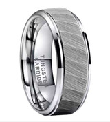 8mm - Unisex or Men's Tungsten Wedding Band. Silver Tone Hammered Finish Tungsten Carbide Ring with Beveled Edge ✦ View All Store Items Seller Savings Direct