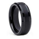 8mm - Unisex or Men's Tungsten Wedding Band. Black Tone Matte Finish Stripe and Comfort Fit. ✦ View All Store Items Seller Savings Direct